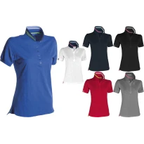 Kurzarm-Nautic-Polo für Damen mit fluoreszierenden Streifen am Kragen - Payper AY 7418