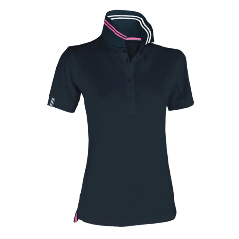 Kurzarm-Nautic-Polo für Damen mit fluoreszierenden Streifen am Kragen - Payper AY 7418