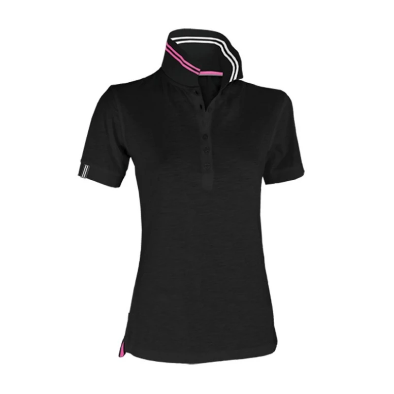 Kurzarm-Nautic-Polo für Damen mit fluoreszierenden Streifen am Kragen - Payper AY 7418