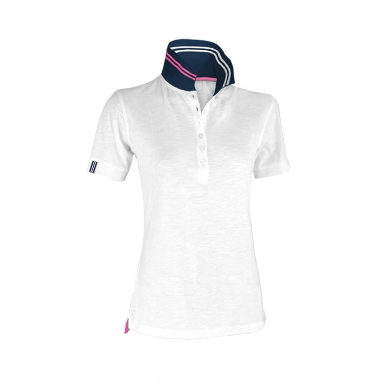 Kurzarm-Nautic-Polo für Damen mit fluoreszierenden Streifen am Kragen - Payper AY 7418