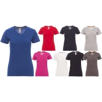 T-Shirt mit V-Ausschnitt und kurzen Ärmeln aus 100% Baumwolle V-Neck Damen - Payper AY 7464