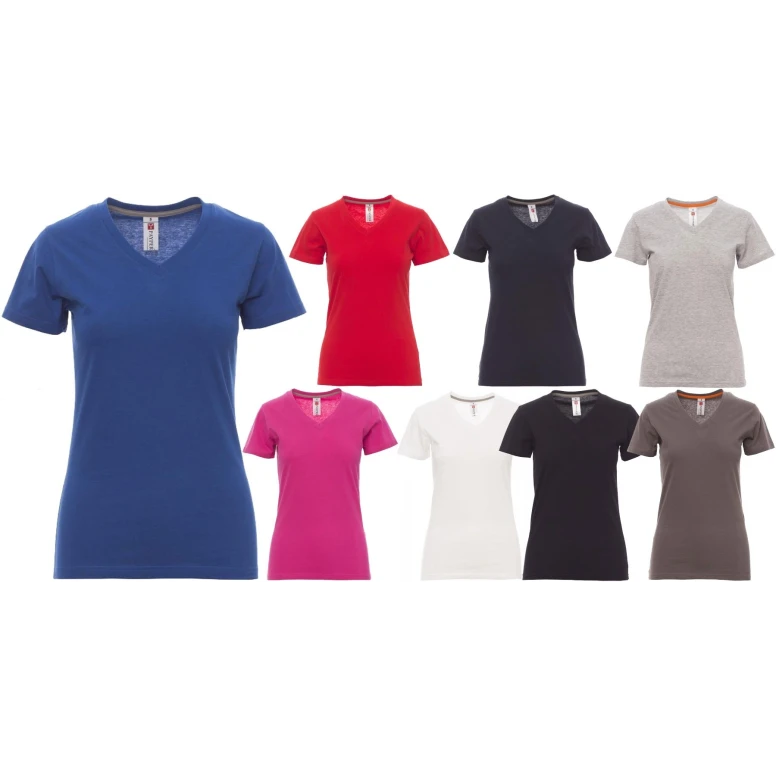 T-Shirt mit V-Ausschnitt und kurzen Ärmeln aus 100% Baumwolle V-Neck Damen - Payper AY 7464