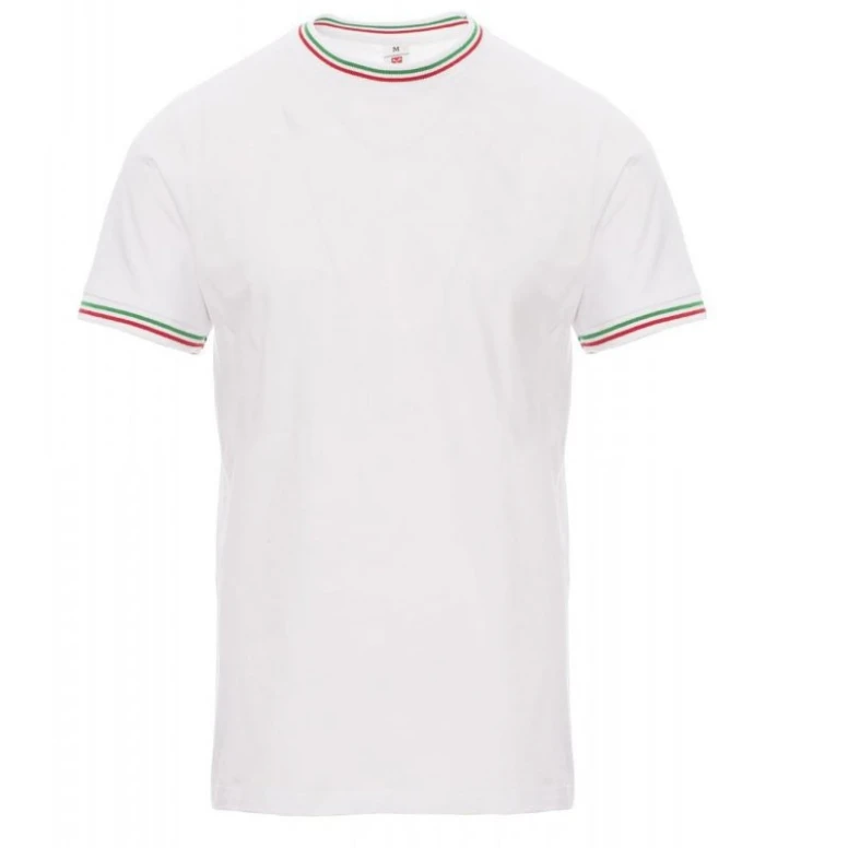 Kurzarm-Rundhals-T-Shirt aus Baumwolle mit Kontrast-Trikolore Flag - Payper AY 7453