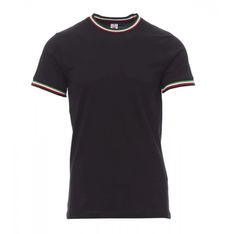 Kurzarm-Rundhals-T-Shirt aus Baumwolle mit Kontrast-Trikolore Flag - Payper AY 7453