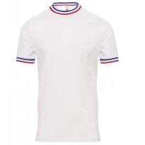 Kurzarm-Rundhals-T-Shirt aus Baumwolle mit Kontrast-Trikolore Flag - Payper AY 7453