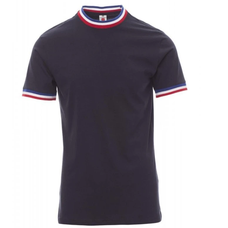 Kurzarm-Rundhals-T-Shirt aus Baumwolle mit Kontrast-Trikolore Flag - Payper AY 7453