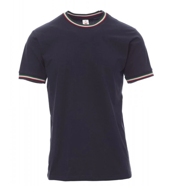 Kurzarm-Rundhals-T-Shirt aus Baumwolle mit Kontrast-Trikolore Flag - Payper AY 7453