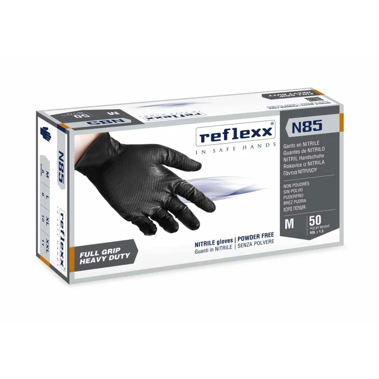Schwarze Nitrilhandschuhe Reflexx N85 für Mechaniker
