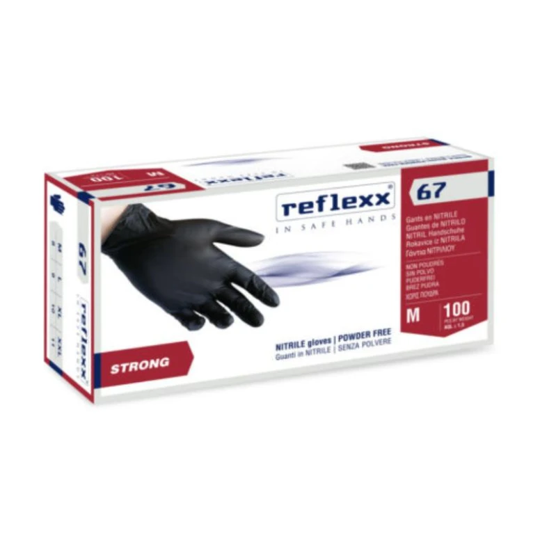 Schwarze puderfreie Nitrilhandschuhe Reflexx 67
