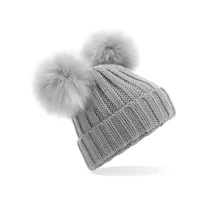 Mütze Kunstfell Double Pop Pom Beanie Beechfield - B414