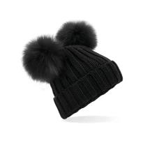 Mütze Kunstfell Double Pop Pom Beanie Beechfield - B414