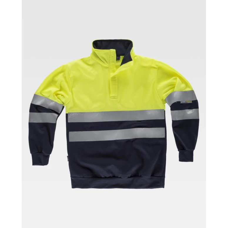 Alles muss raus -  Arbeits- Sweatshirt  Hochgeschlossenes Warnschutz C3839 -  Workteam  Größe M Farbe yellow navy
