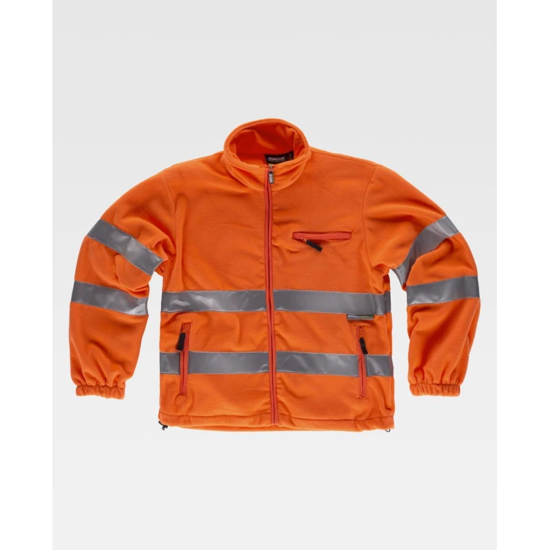 Fleece-Arbeitssweatshirt mit Reißverschluss und Reflektierende Bänder Warnschutz C4035 - Workteam
