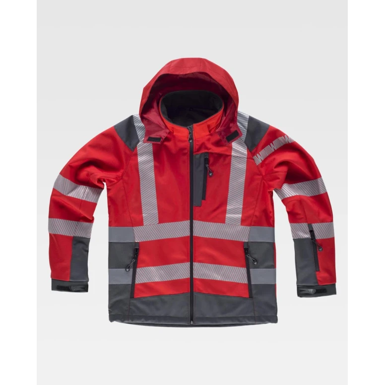 Arbeitsjacke Workshell Warnschutz mit Kapuze S9212 - Workteam