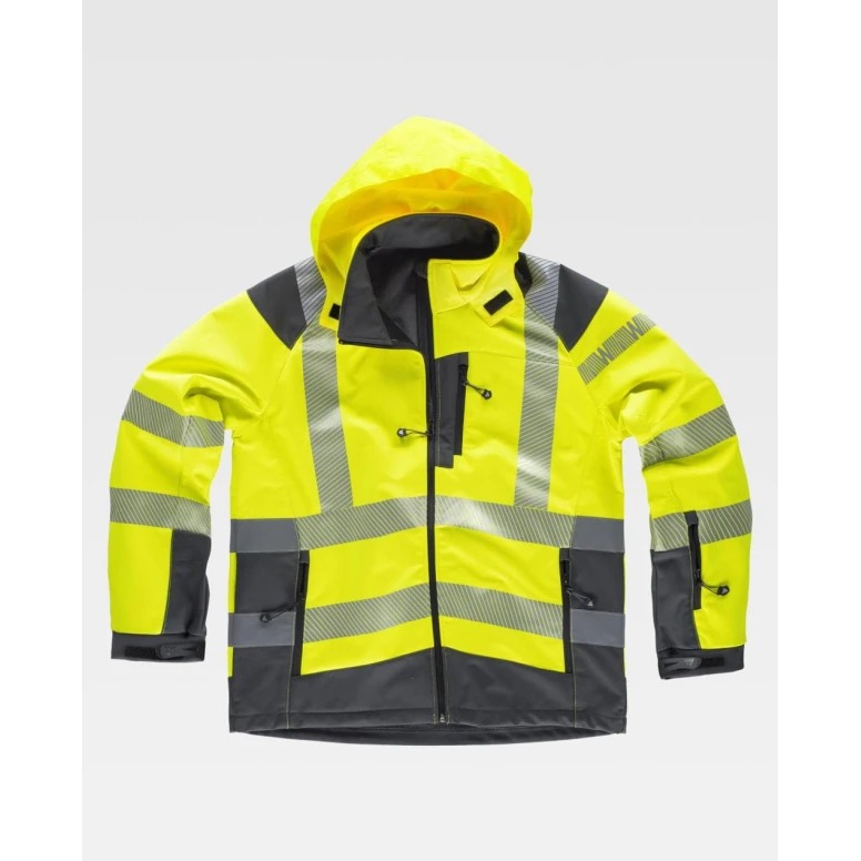 Arbeitsjacke Workshell Warnschutz mit Kapuze S9211 - Workteam