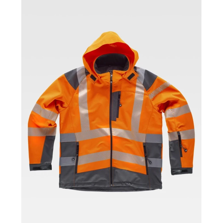 Arbeitsjacke Workshell Warnschutz mit Kapuze S9211 - Workteam