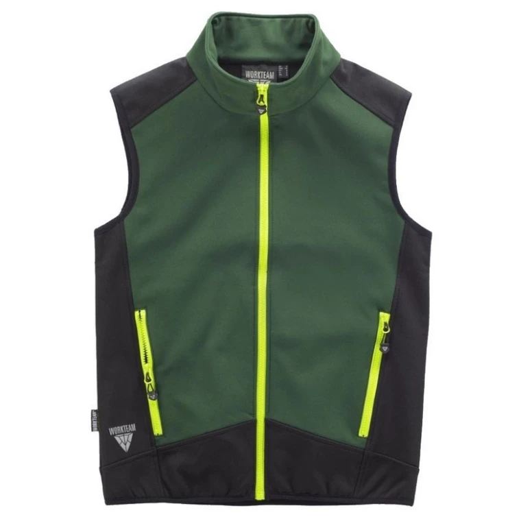 Alles muss raus -  Sportliche Workshell- Weste mit Stehkragen und Nylon- Reißverschluss -  Workteam Größe L Farbe Grau Schwarz