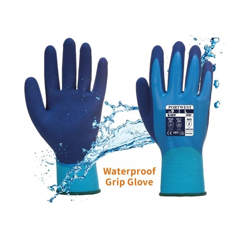 Arbeitshandschuhe Wasserfest und rutschfest aus Polyester beschichtet mit Latexschaum - AP80 Portwest