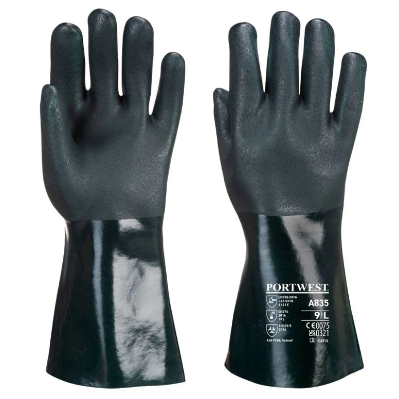 12 Paar - Arbeitshandschuhe PVC Mit doppelter Rüstung 35cm - A835 Portwest