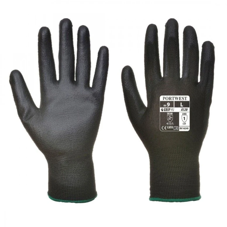 Arbeitshandschuhe beschichtet mit Polyurethan und mit Nylon-Unterstützung - schwarz
