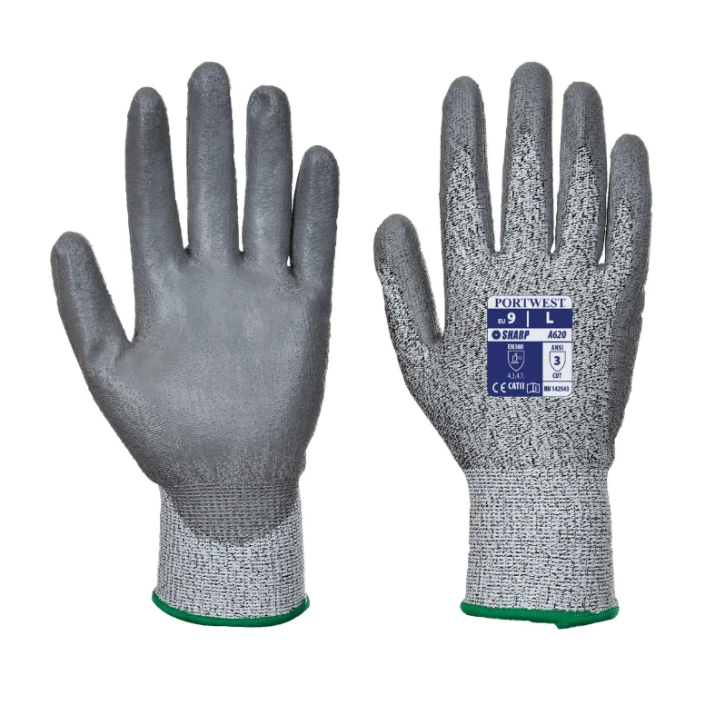 Polyurethan-beschichtete HPPE- und Glasfaserhandschuhe Level 3
