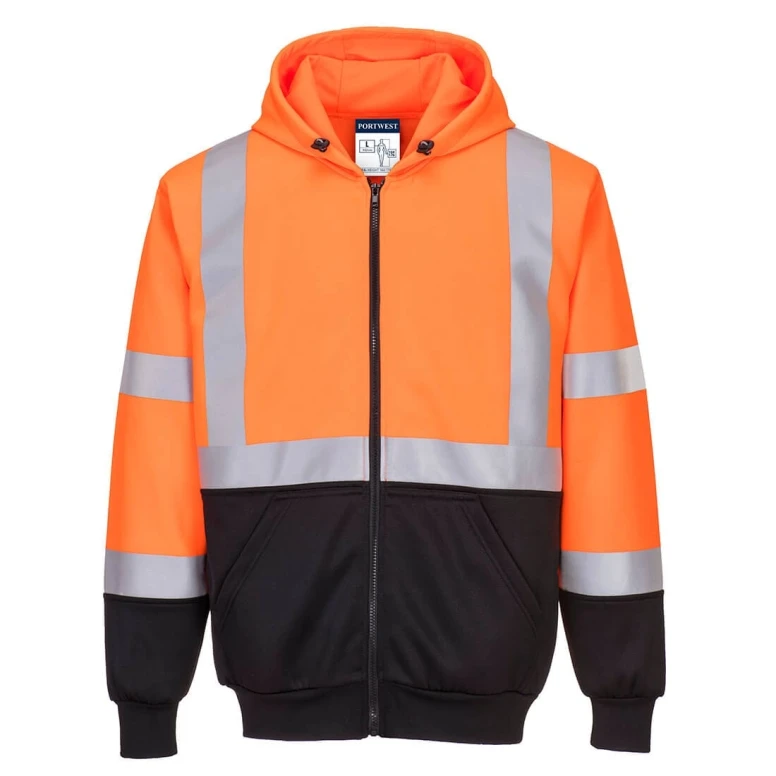 Arbeitssweatshirt Zweifarbig mit Kapuze Warnschutz Portwest B315