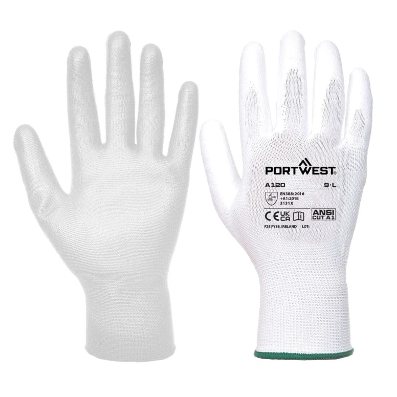 Arbeitshandschuhe beschichtet mit Polyurethan und mit Nylon-Unterstützung - Weiß