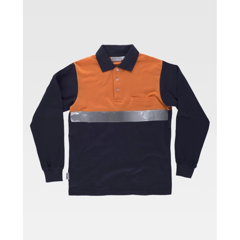 Arbeitspoloshirt langärm 100% Baumwolle Warnschutz C3843 - Workteam