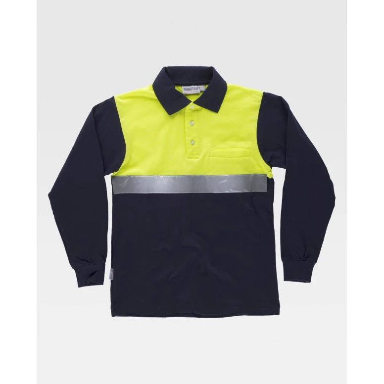 Arbeitspoloshirt langärm 100% Baumwolle Warnschutz C3843 - Workteam