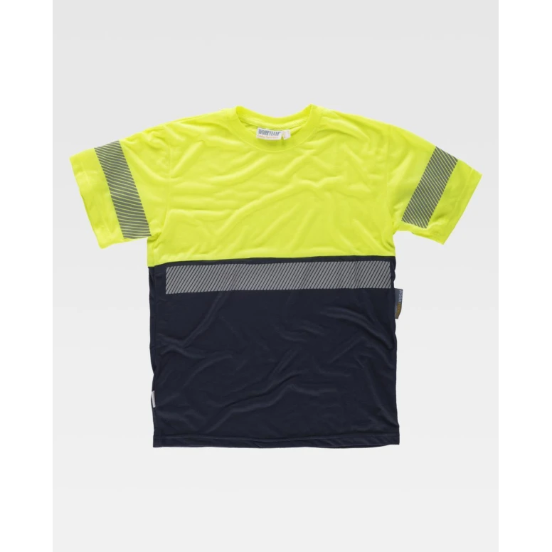 Arbeits-T-Shirt M/C Warnschutz Zweifarbige mit reflektierenden Bändern C6030 - Workteam