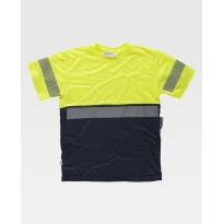 Arbeits-T-Shirt M/C Warnschutz Zweifarbige mit reflektierenden Bändern C6030 - Workteam