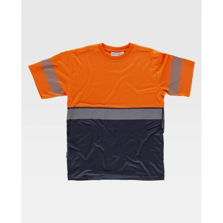 Arbeits-T-Shirt M/C Warnschutz Zweifarbige mit reflektierenden Bändern C6030 - Workteam