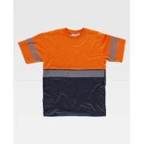 Arbeits-T-Shirt M/C Warnschutz Zweifarbige mit reflektierenden Bändern C6030 - Workteam