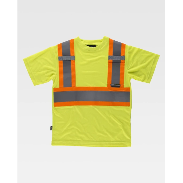 Arbeits-T-Shirt Warnschutz Zweifarbige mit Tasche M/C C3645 - Workteam