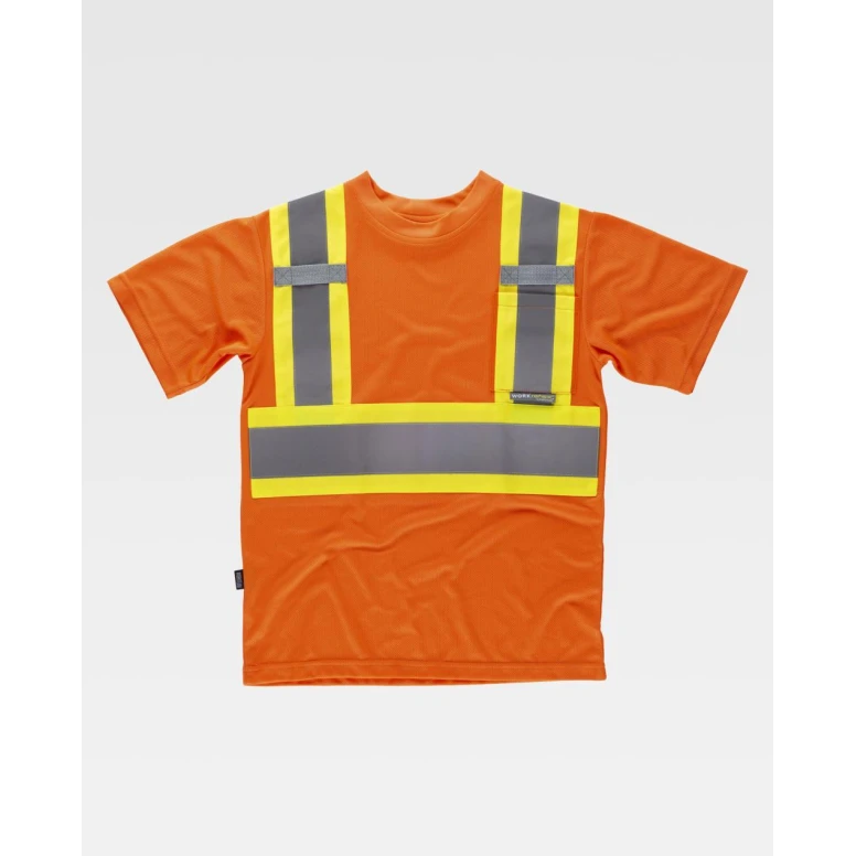 Arbeits-T-Shirt Warnschutz Zweifarbige mit Tasche M/C C3645 - Workteam