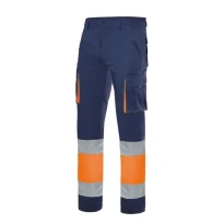 Zweifarbige Arbeitshose 100% Baumwolle Warnschutz Multitaschen Velilla 303007