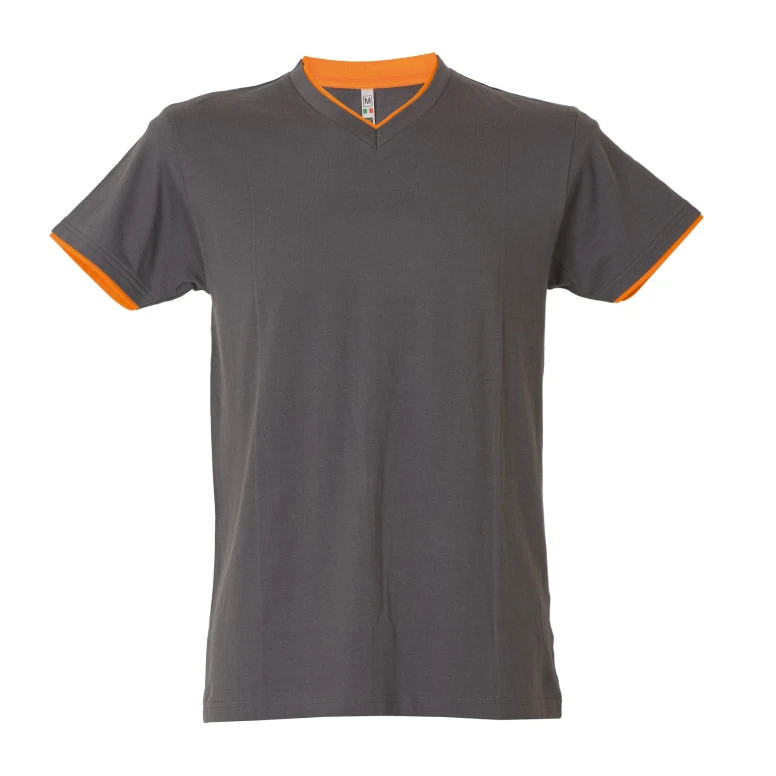 5 Stück - Arbeits-T-Shirt mit V-Ausschnitt 100% Baumwolle Zweifarbig JRC Serbia 992034