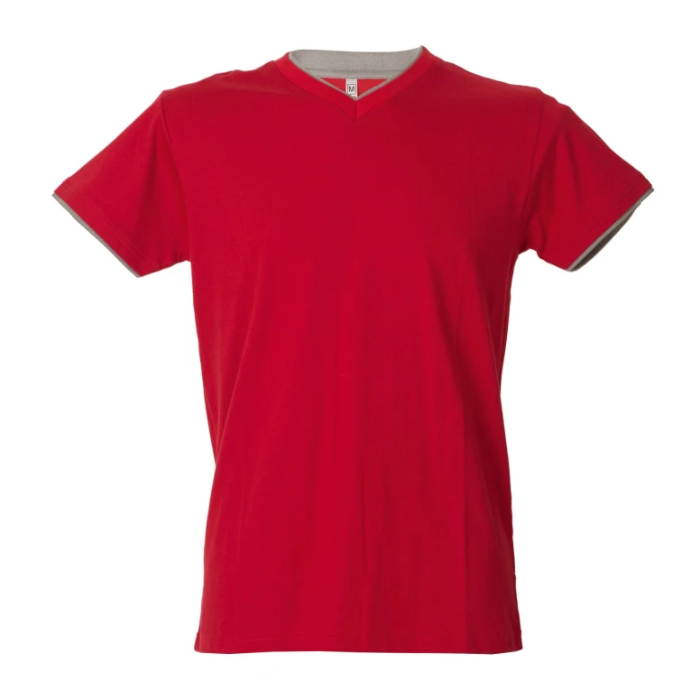 5 Stück - Arbeits-T-Shirt mit V-Ausschnitt 100% Baumwolle Zweifarbig JRC Serbia 992034