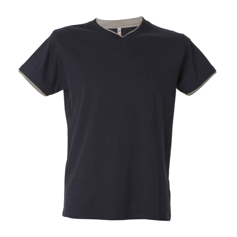 5 Stück - Arbeits-T-Shirt mit V-Ausschnitt 100% Baumwolle Zweifarbig JRC Serbia 992034