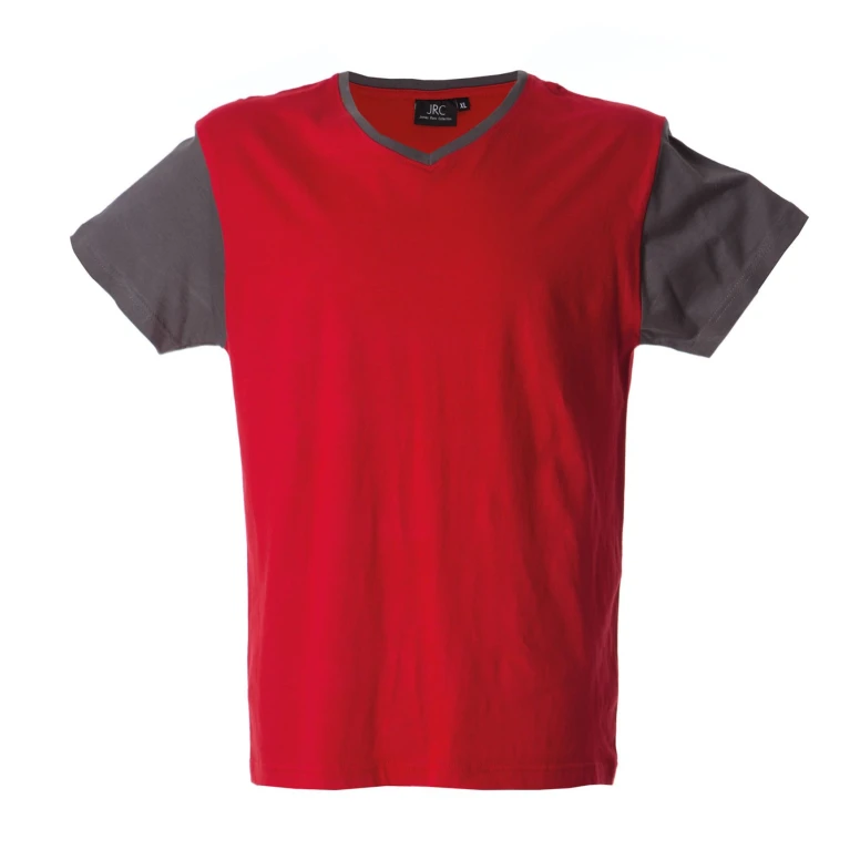 5 Stück - Arbeits-T-Shirt mit V-Ausschnitt 100% Baumwolle Zweifarbig GFS Cadiz 989990