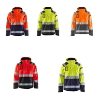 Arbeits-Shelljacke mit vielen Taschen Blaklader hohe Sichtbarkeit Stretch mit Kapuze wasserdicht 498719873389L