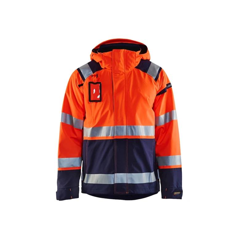 Arbeits-Shelljacke mit vielen Taschen Blaklader hohe Sichtbarkeit Stretch mit Kapuze wasserdicht 498719873389L