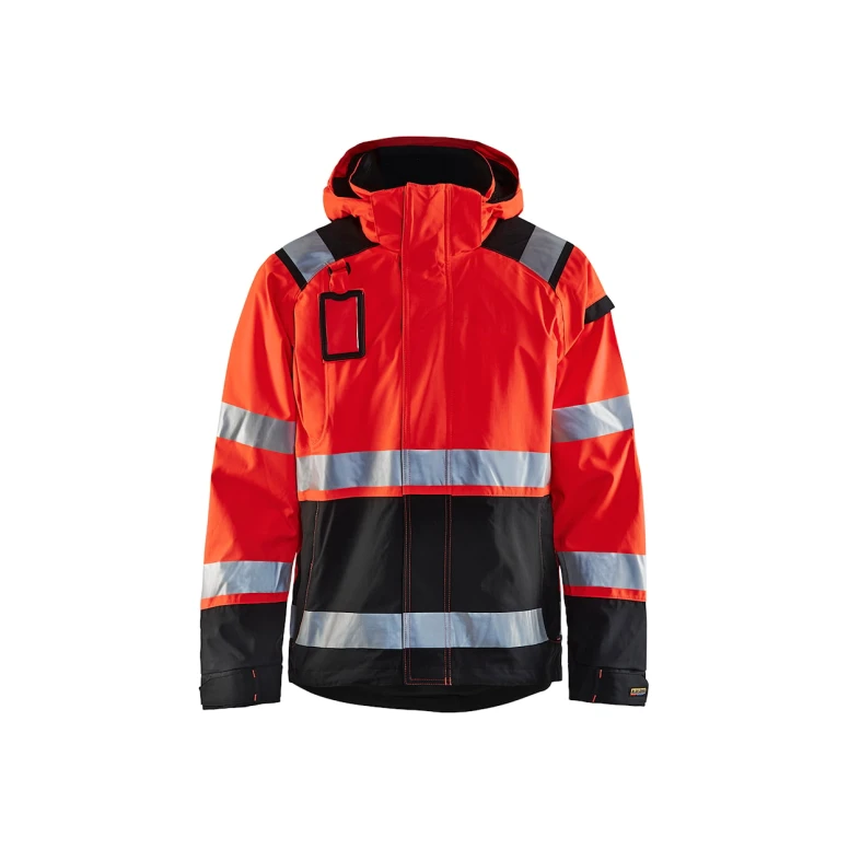 Arbeits-Shelljacke mit vielen Taschen Blaklader hohe Sichtbarkeit Stretch mit Kapuze wasserdicht 498719873389L