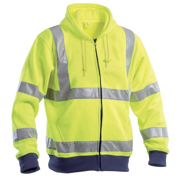 Arbeitssweatshirt mit hoher Sichtbarkeit durchgehendem Reißverschluss und Kapuze P&P Loyal AVC17 300