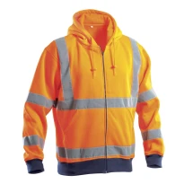 Arbeitssweatshirt mit hoher Sichtbarkeit durchgehendem Reißverschluss und Kapuze P&P Loyal AVC17 300