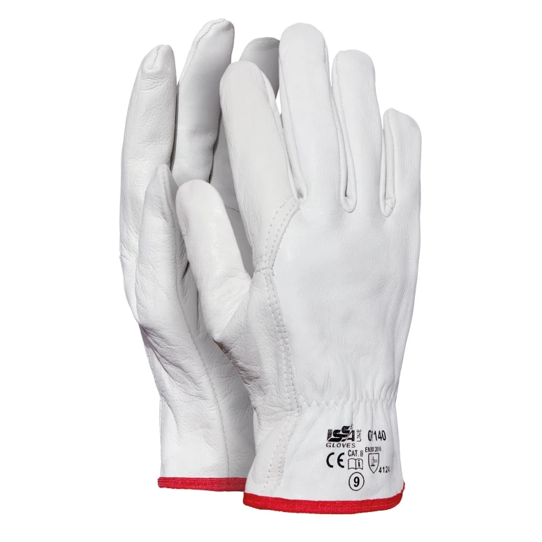 12 Paar - Arbeits-Handschuhe aus hochwertigem Rindsleder für Bauwesen - 07140