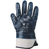 NBR-Handschuhe mit 7 cm Stulpe. Bedeckter Handrücken Blau