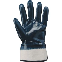 NBR-Handschuhe mit 7 cm Stulpe. Bedeckter Handrücken Blau