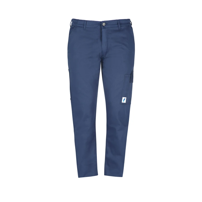 Günstige blaue Arbeitshose mit vielen Taschen 100 % Baumwolle Massaua gefüttert und gefleect für den Winter