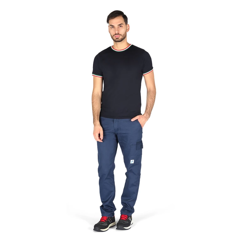 Günstige blaue Arbeitshose mit vielen Taschen 100 % Baumwolle Massaua gefüttert und gefleect für den Winter